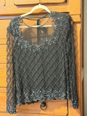 Vintage Stenay Beaded Sheer Overlay Top